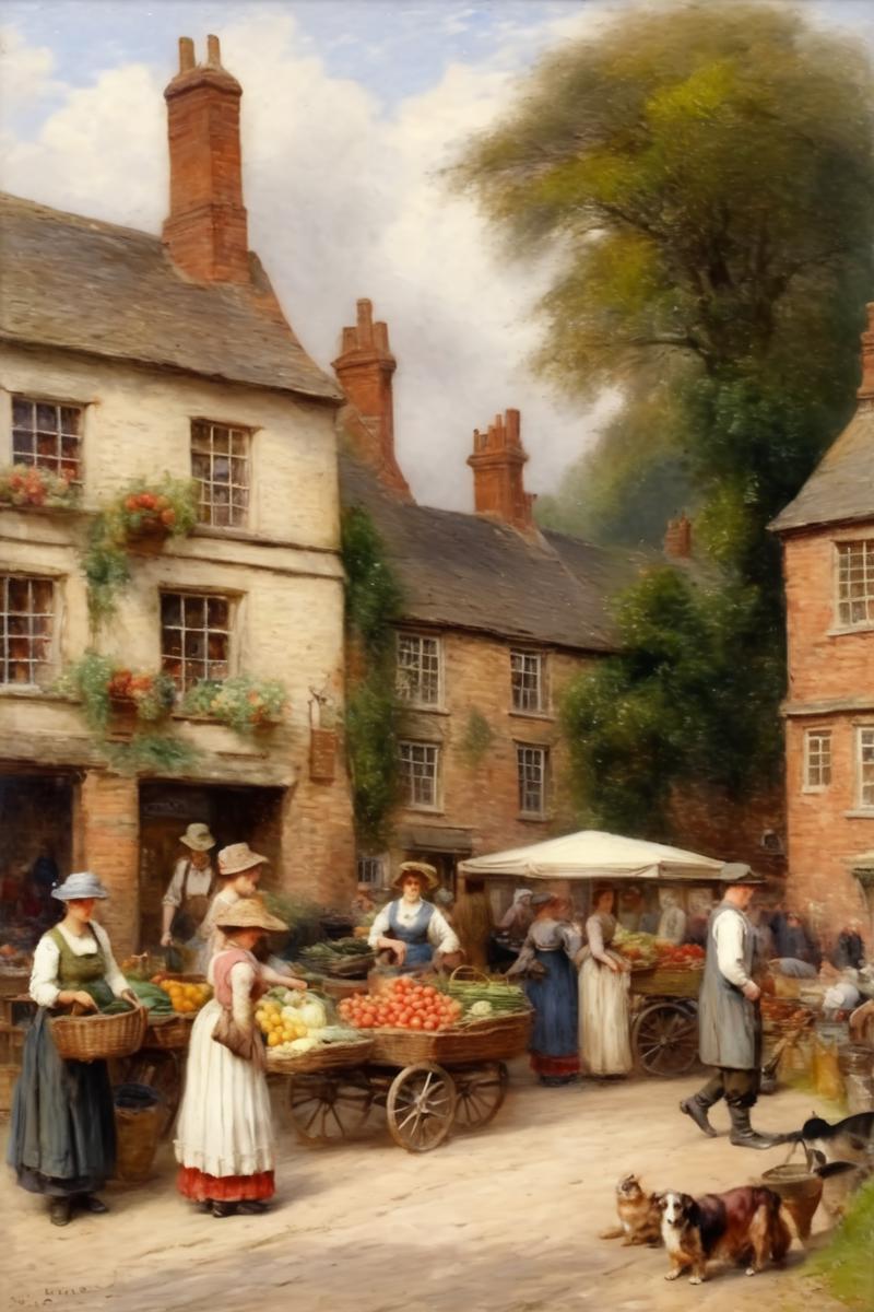 00327-1751691464-_lora_Alfred Augustus Glendening style_1_Alfred Augustus Glendening style - A quaint village market square bustling with farmers.png